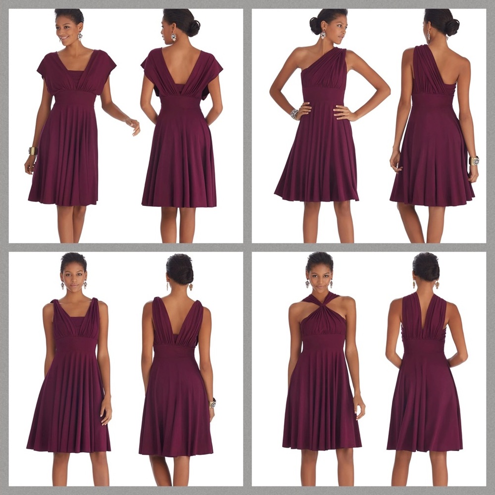 WHBM Genius Convertible Fit & Flare Purple Dress NEW Women’s Size 6